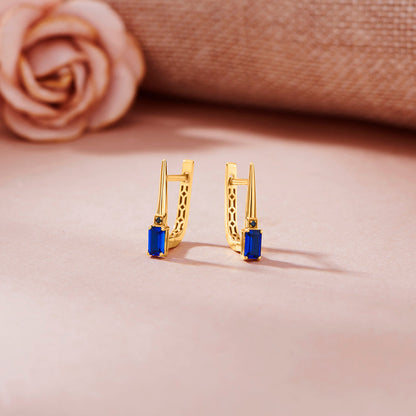 Urban Sapphire Hoop & Huggie Gold Earring