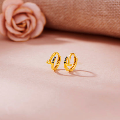 Golden Shadow Hoop & Huggie Gold Earring