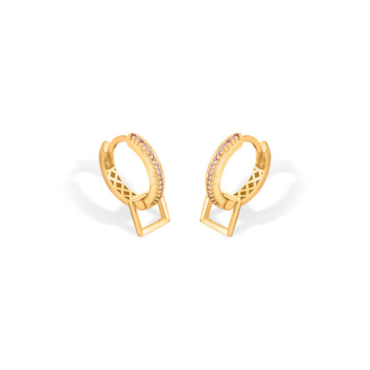 Golden Axis Hoop & Huggie Gold Earring