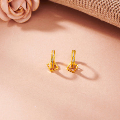 Golden Axis Hoop & Huggie Gold Earring