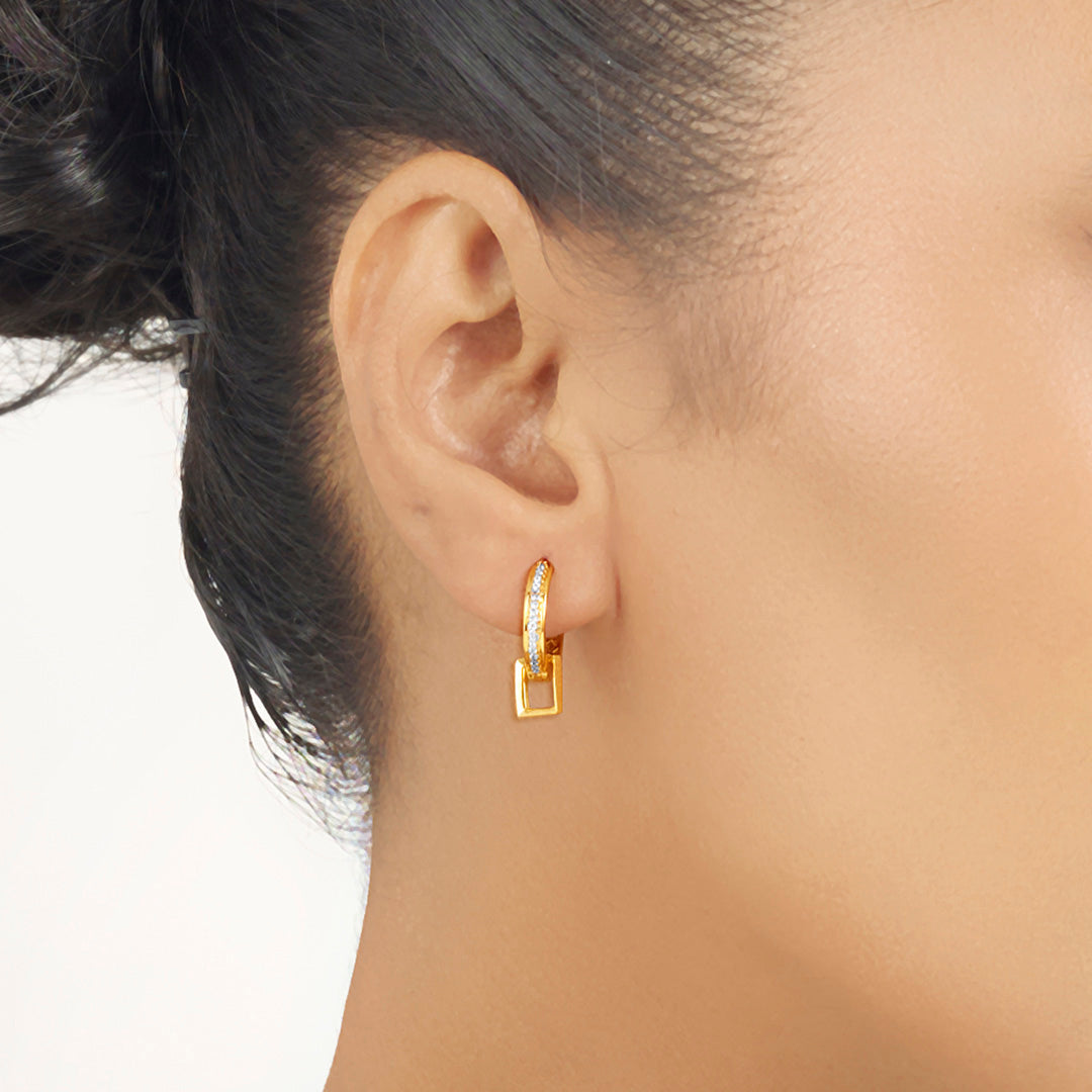Golden Axis Hoop & Huggie Gold Earring