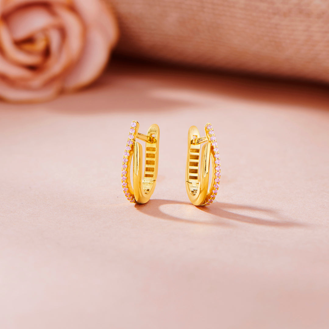 dazzle edge hoop & huggie gold earring