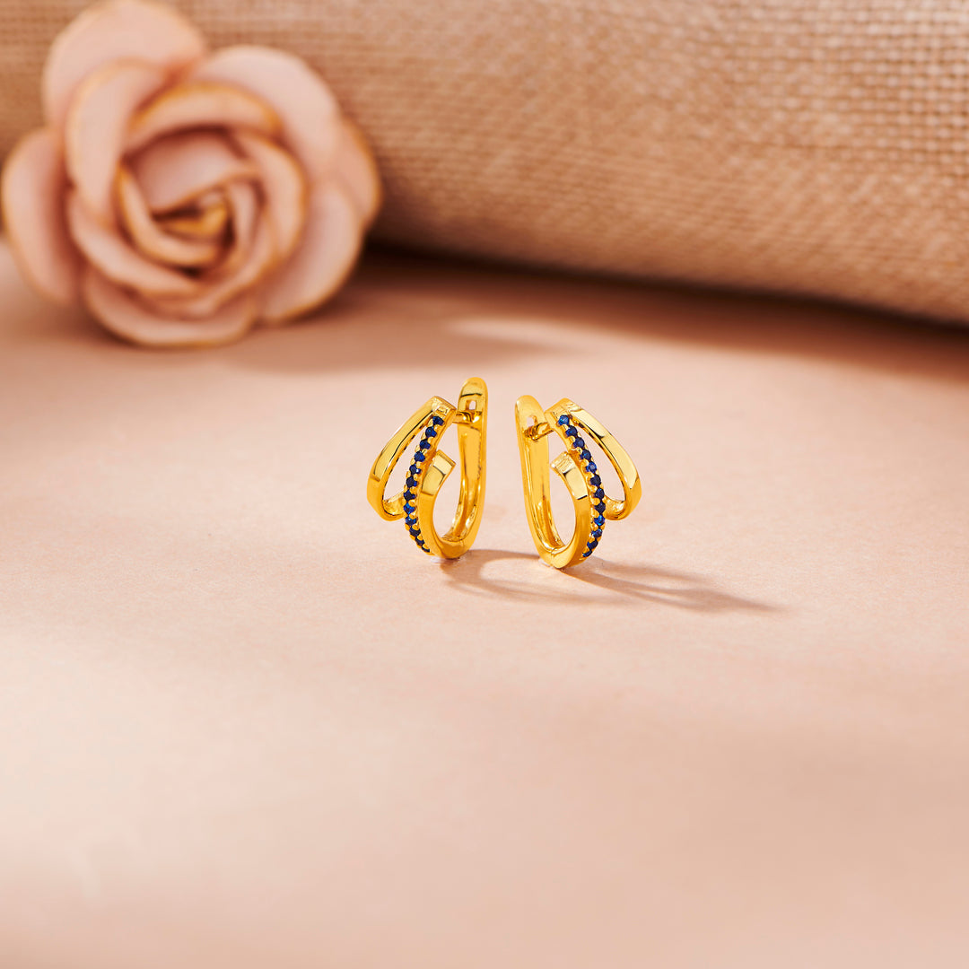 Midnight Twist Hoop & Huggie Gold Earring