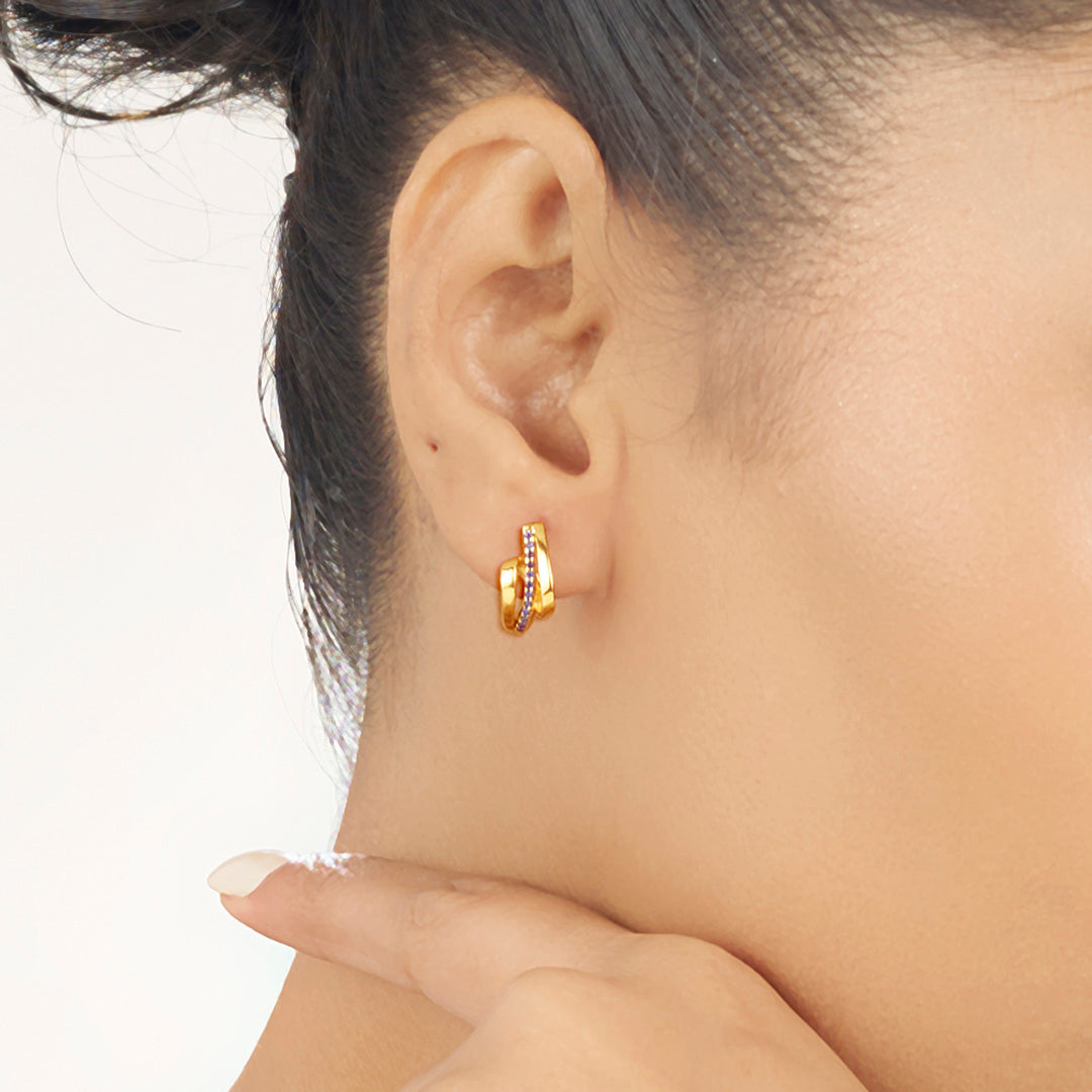 Midnight Twist Hoop & Huggie Gold Earring