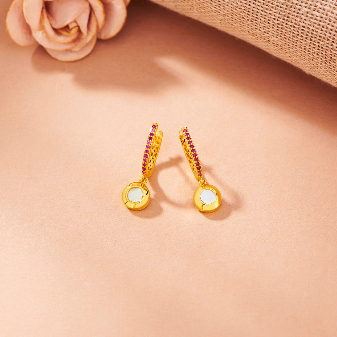 ethereal disc hoop & huggie gold earring