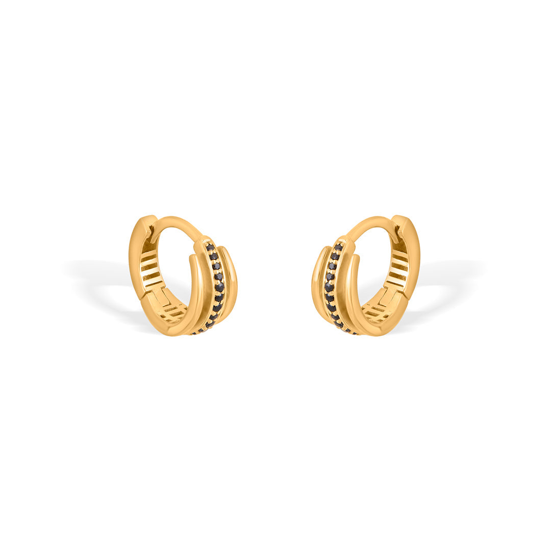 midnight mirage  hoops & huggies gold earring