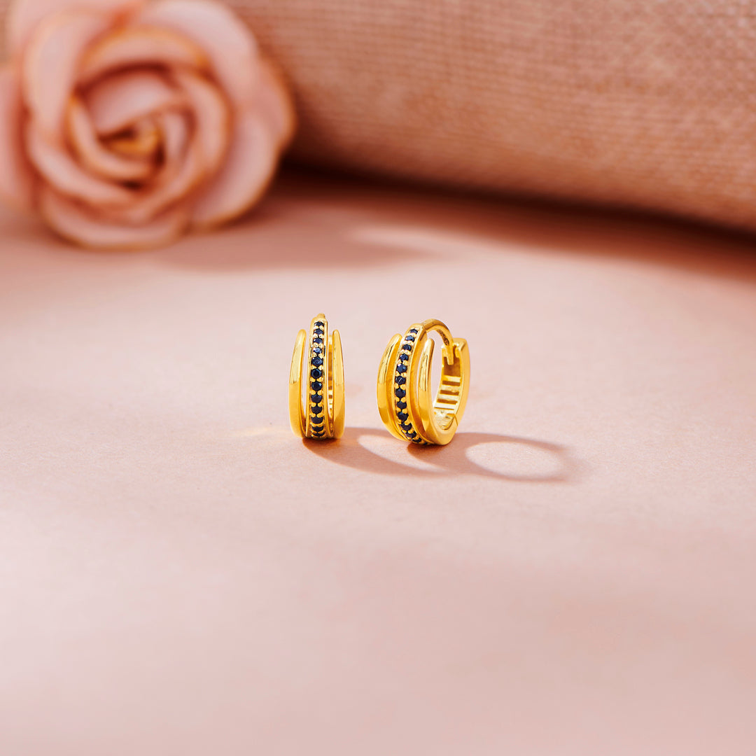 Midnight Mirage Hoops & Huggies Gold Earring