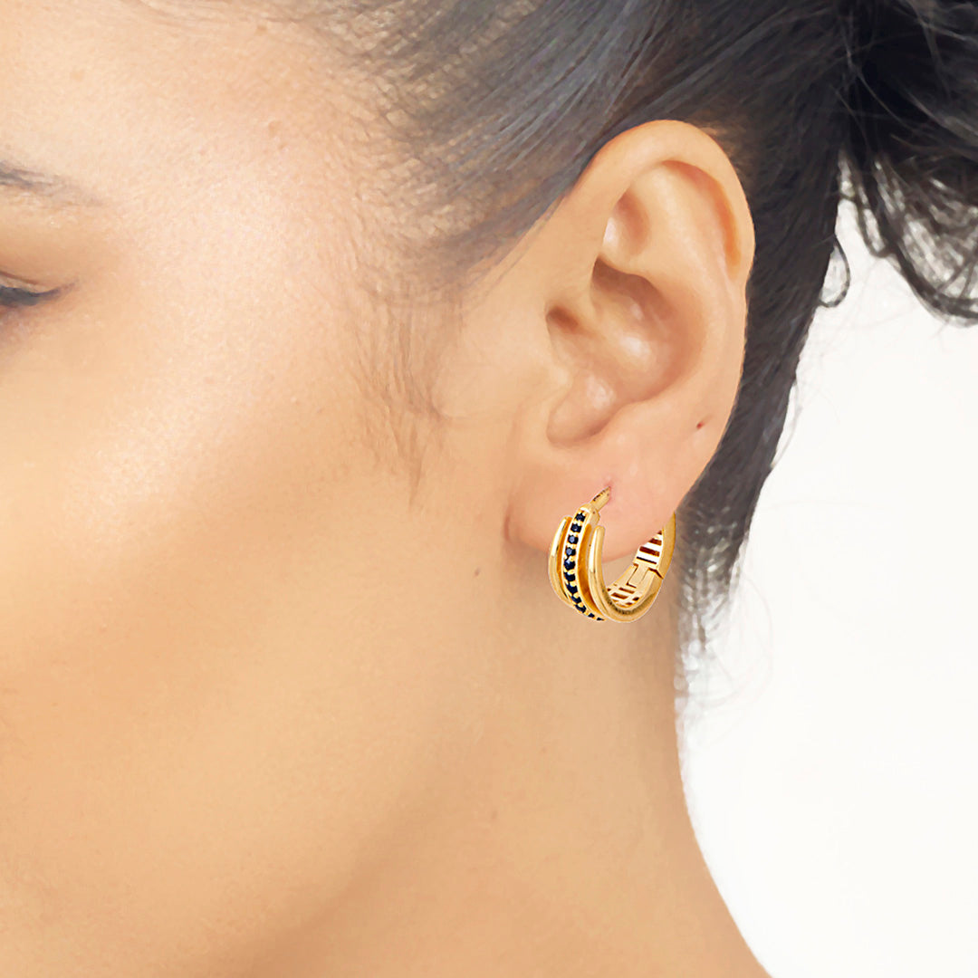 Midnight Mirage Hoops & Huggies Gold Earring