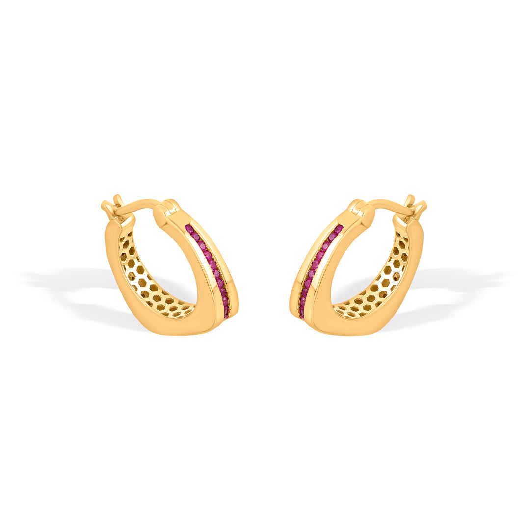 coral gleam hoops & huggies gold earring