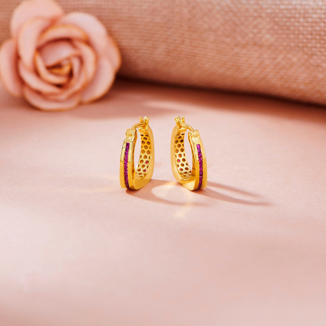 Coral Gleam Hoops & Huggies Gold Earring