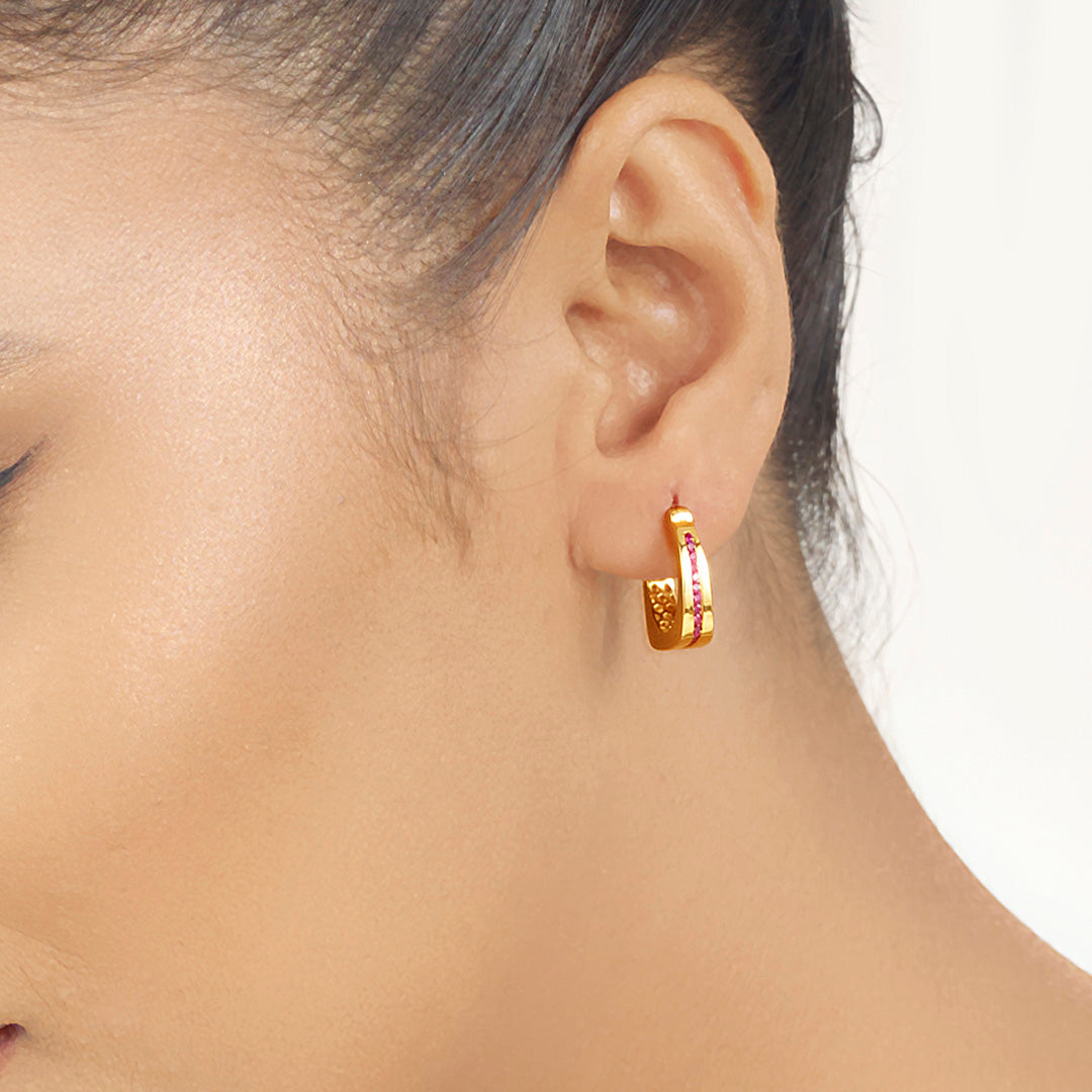 Coral Gleam Hoops & Huggies Gold Earring