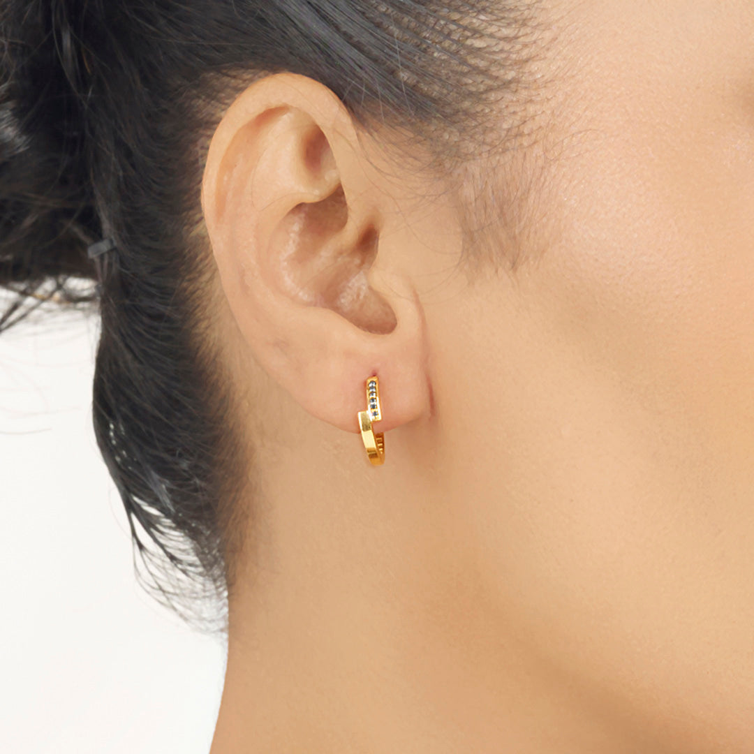 moonshadow stream  hoops & huggies gold earring