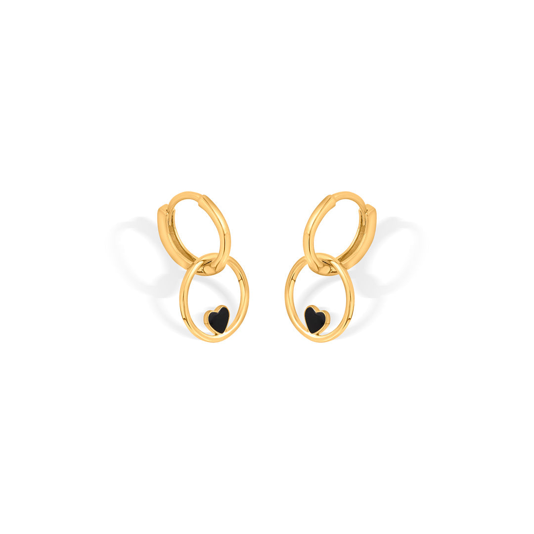 cosmic heart hoop & huggie gold earring