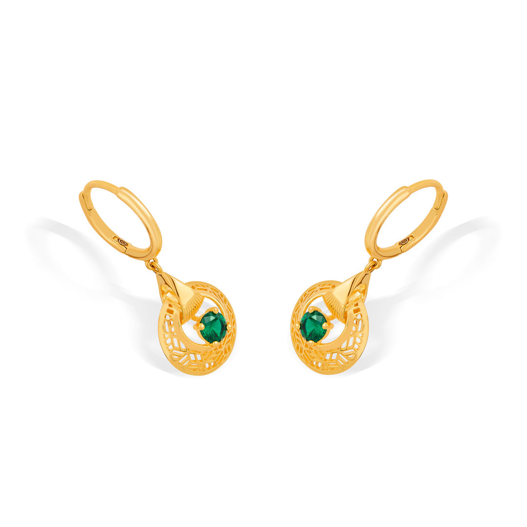 emerald sunburst hoop & huggie gold earring