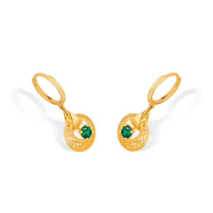 Emerald Sunburst Hoop & Huggie Gold Earring