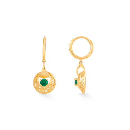 Emerald Sunburst Hoop & Huggie Gold Earring