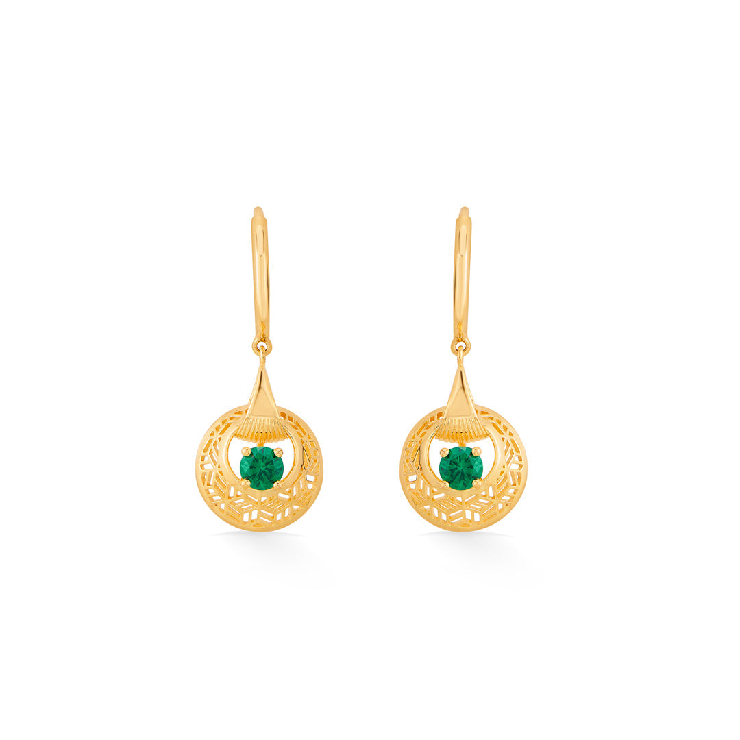 emerald sunburst hoop & huggie gold earring