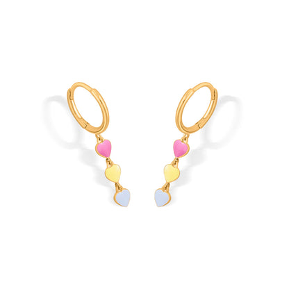 Sweetheart String Hoop & Huggie Gold Earring