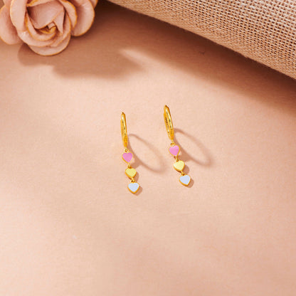 Sweetheart String Hoop & Huggie Gold Earring