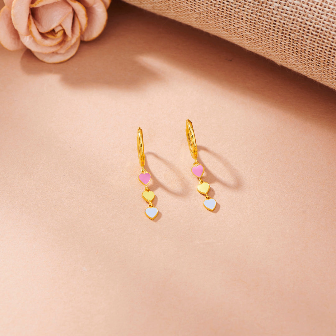 Sweetheart String Hoop & Huggie Gold Earring