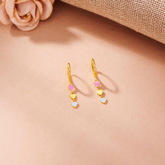 Sweetheart String Hoop & Huggie Gold Earring