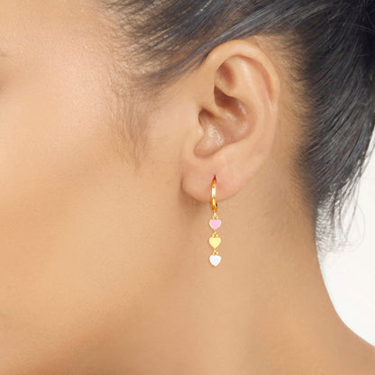 Sweetheart String Hoop & Huggie Gold Earring