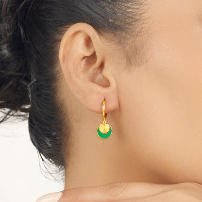 Emerald Meadow Hoop & Huggie Gold Earring