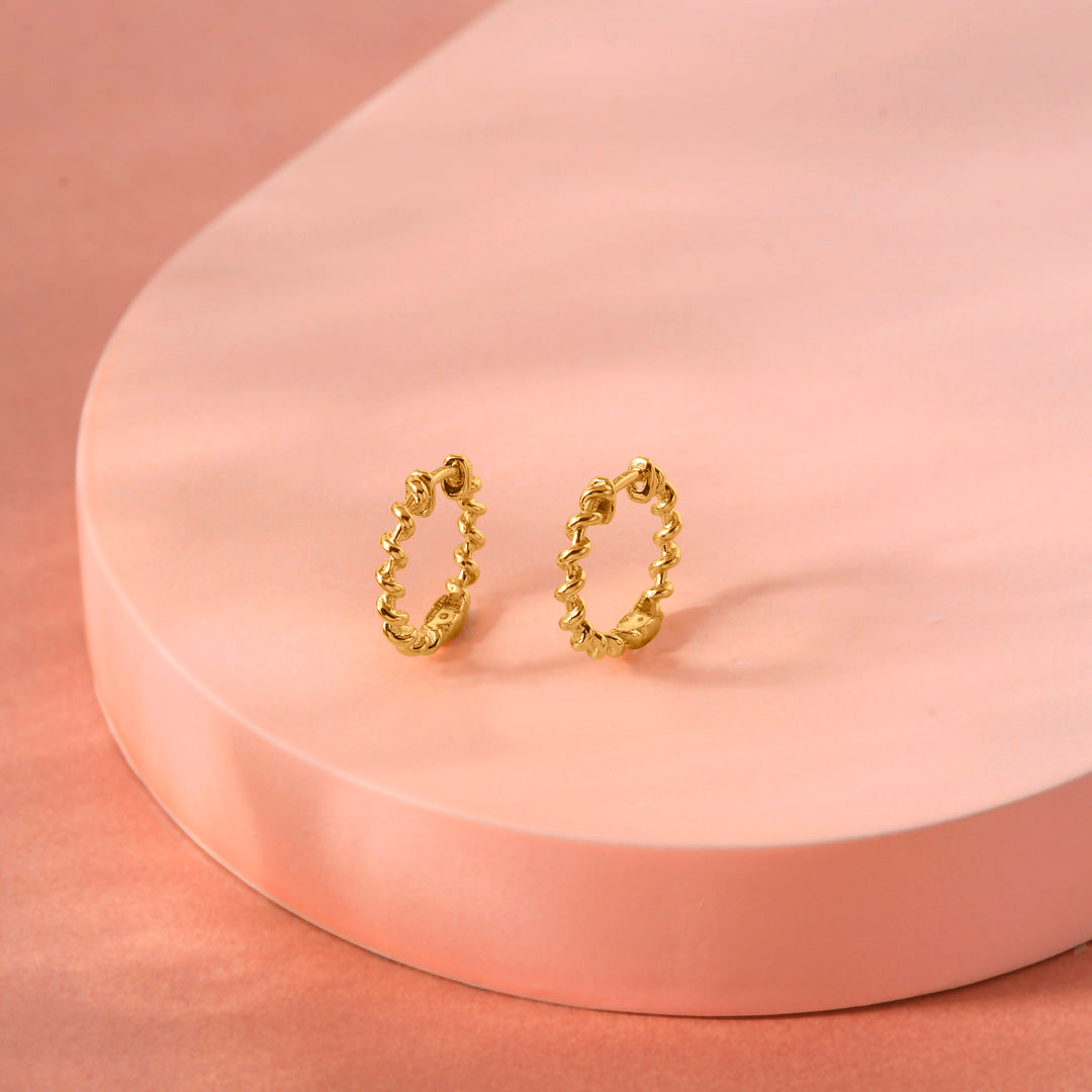 Gleam Wreath Hoops & Huggies Gold Earring
