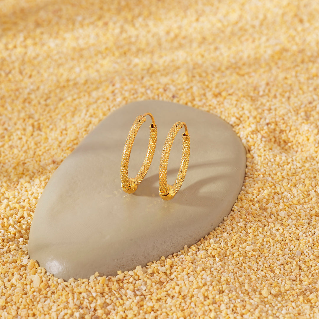 Textured Arc Hoops & Huggies Gold Earrings