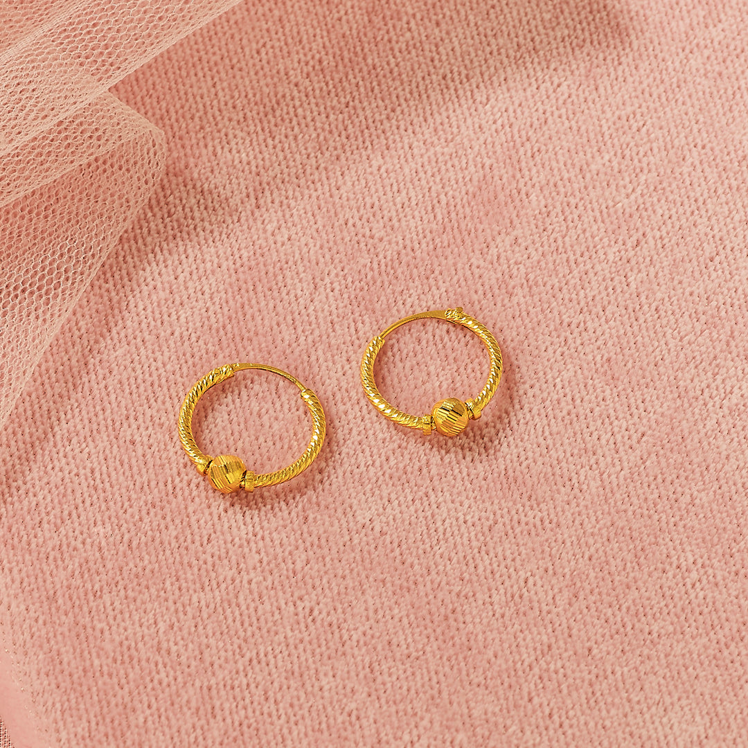 Textured Bead Hoops & Huggies Gold Earrings