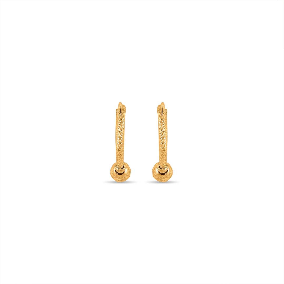 Textured Bead Hoops & Huggies Gold Earrings