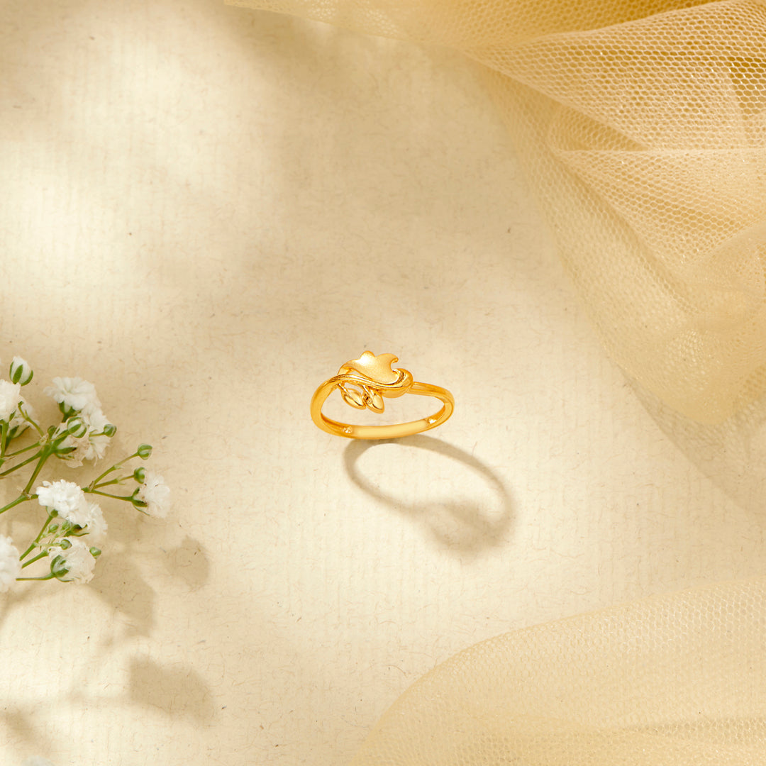 Cherry Blossom Gold Casual Ring For Women