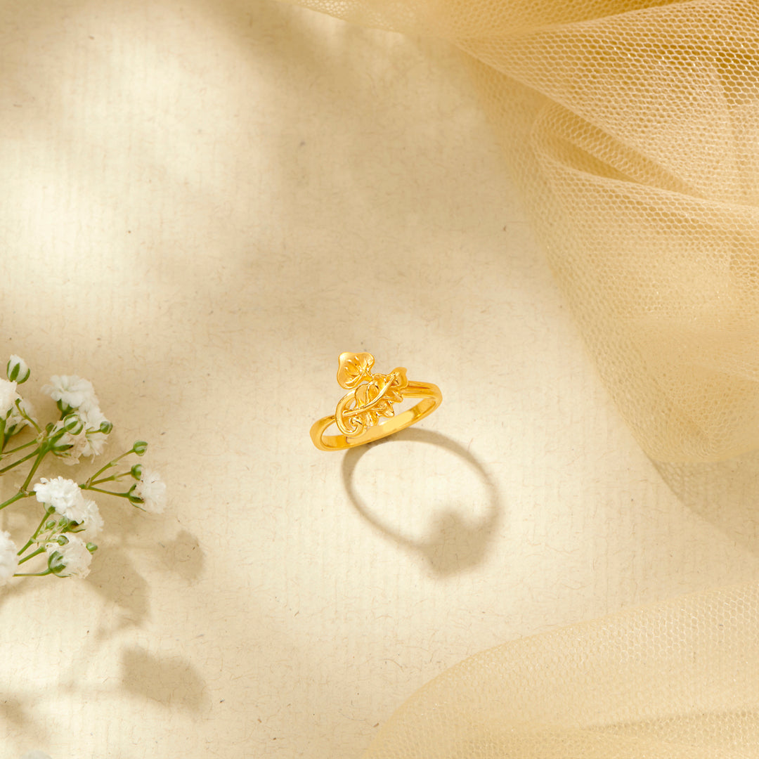 Leafy Canopy Gold Casual Ring For Women