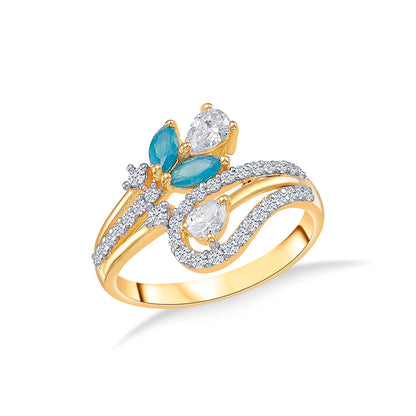 Blue Cascade Gold Fashion Ring For Women