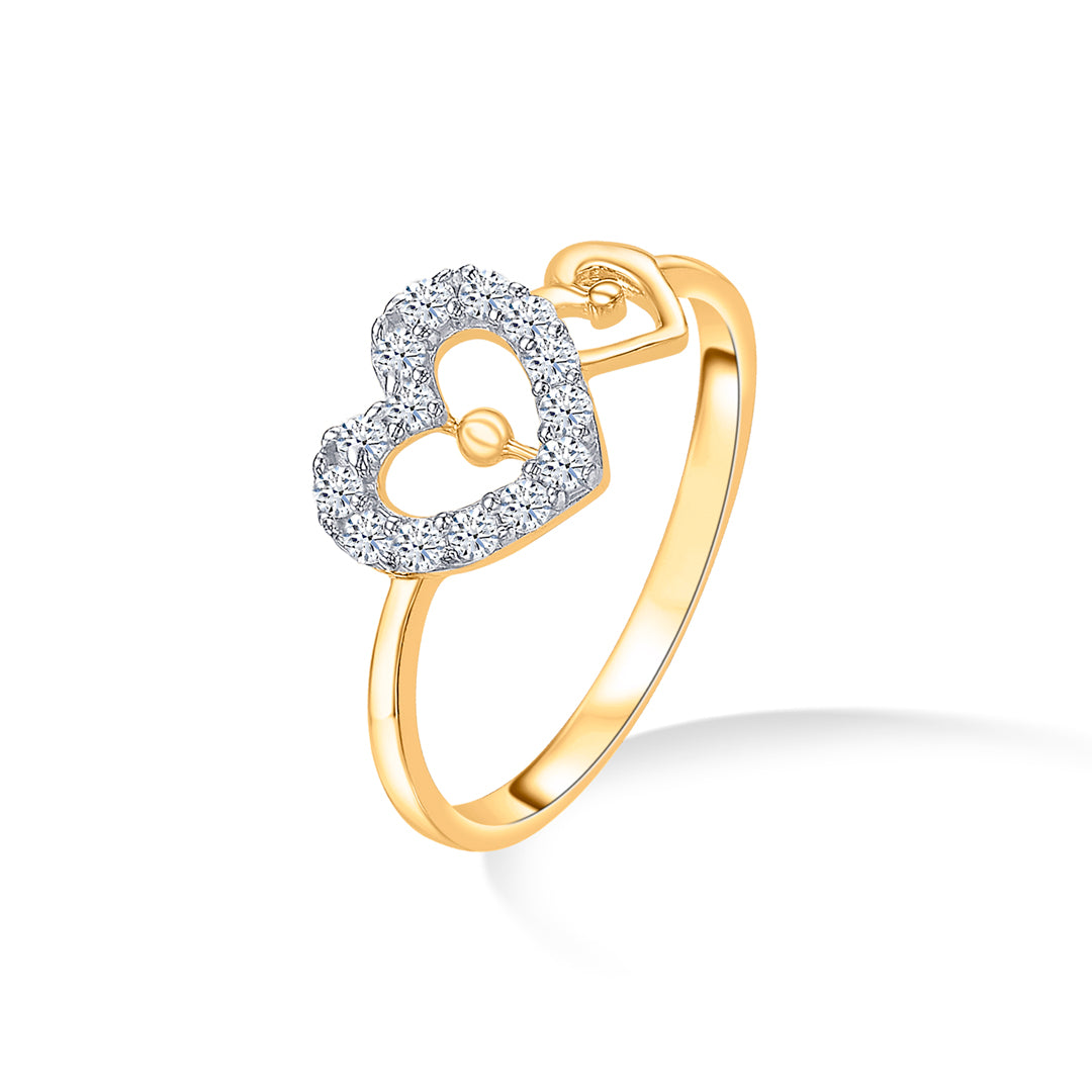 hearts aligned gold casual ring