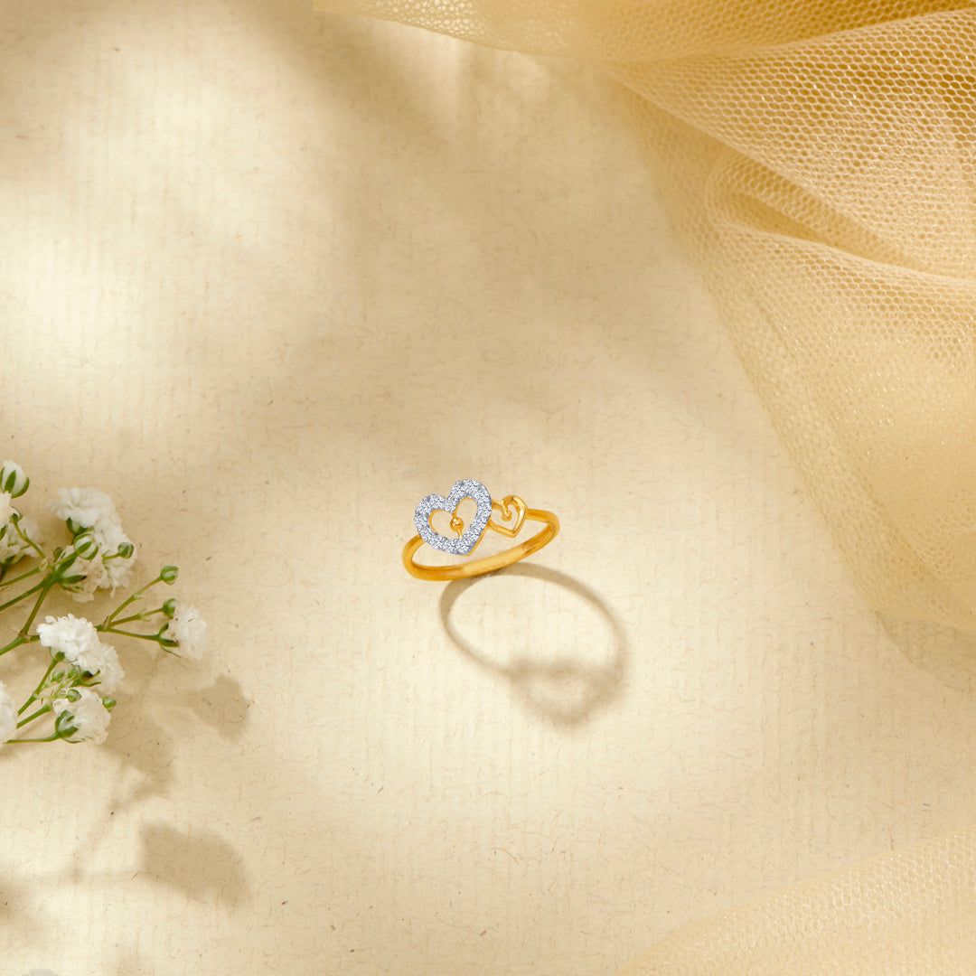hearts aligned gold casual ring