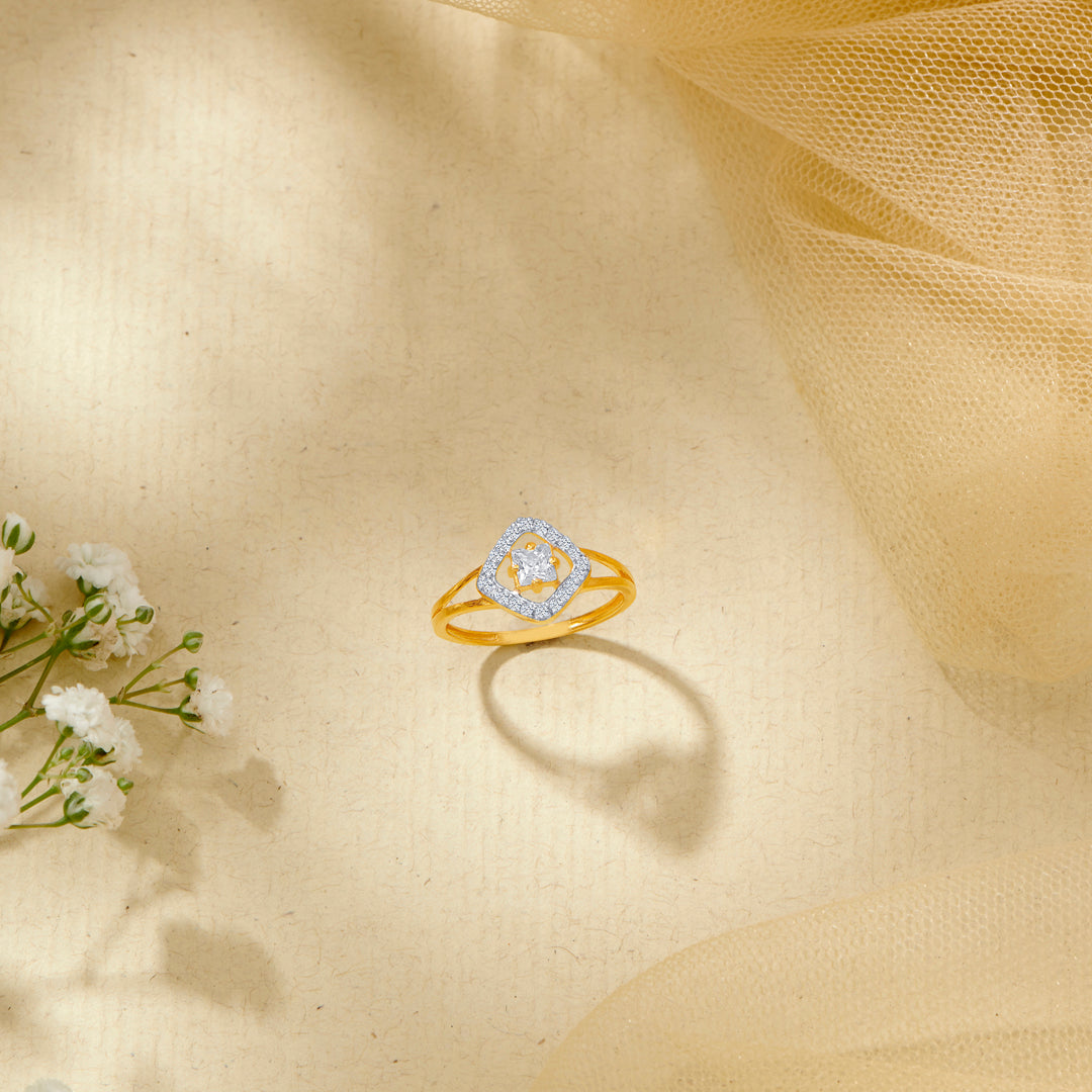Square Symphony Gold Fashion Ring For Women