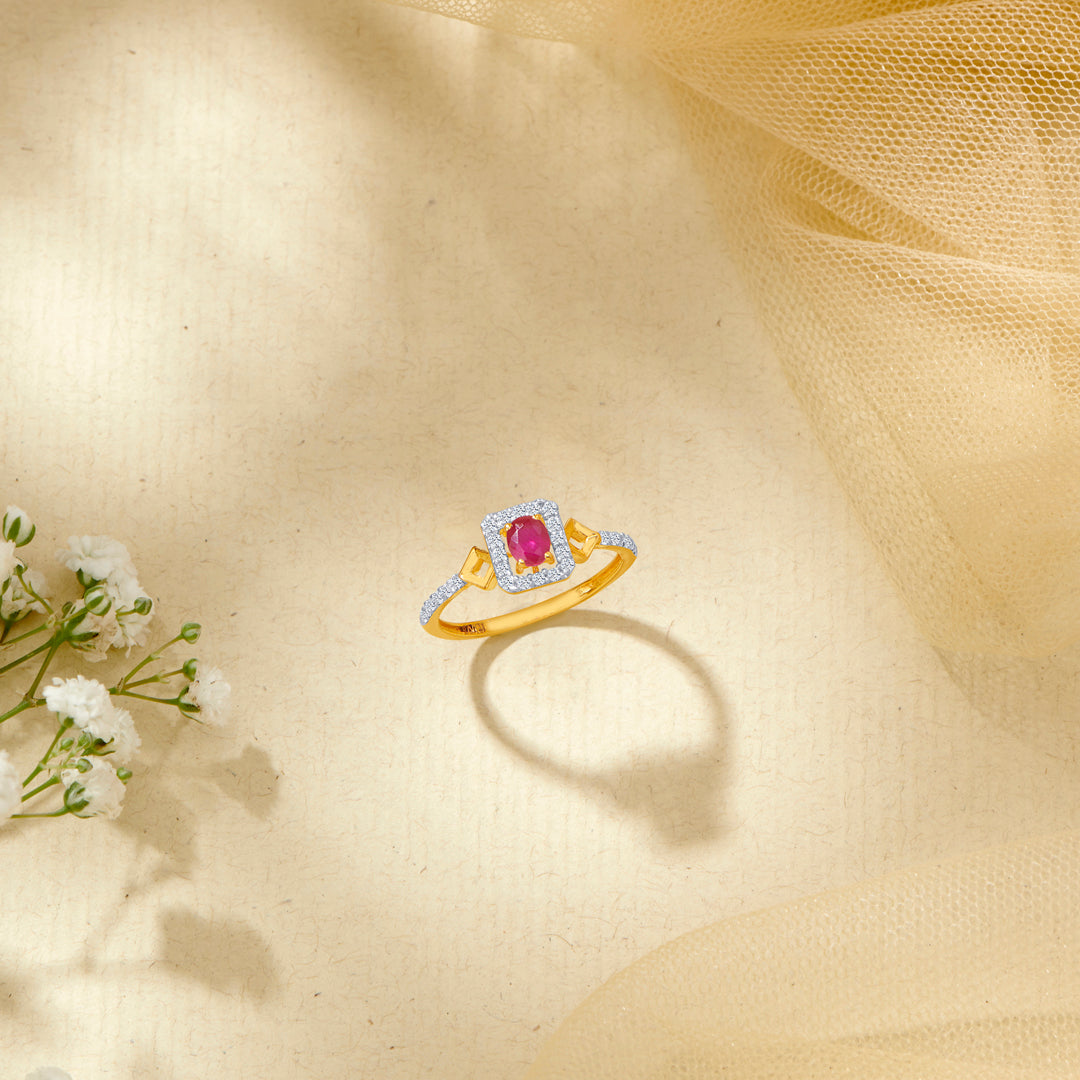 Rose Quartz Gold Fashion Ring For Women