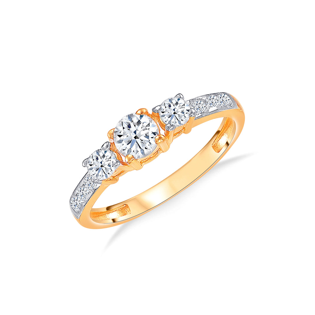 Crystal Cascade Gold Engagement Ring For Women
