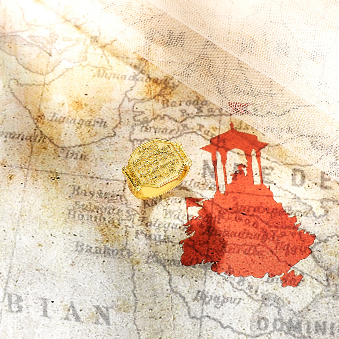 shiva mudra yellow gold men's ring for men