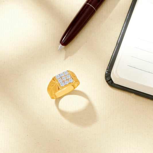 Stone Apex Yellow Gold Men's Ring