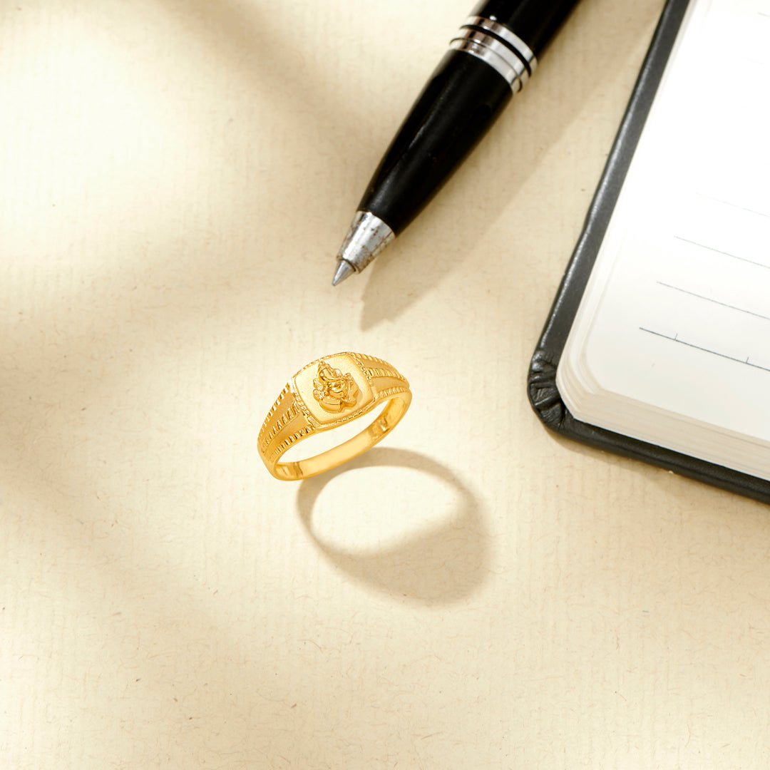 vinayak ganesha yellow gold men's ring