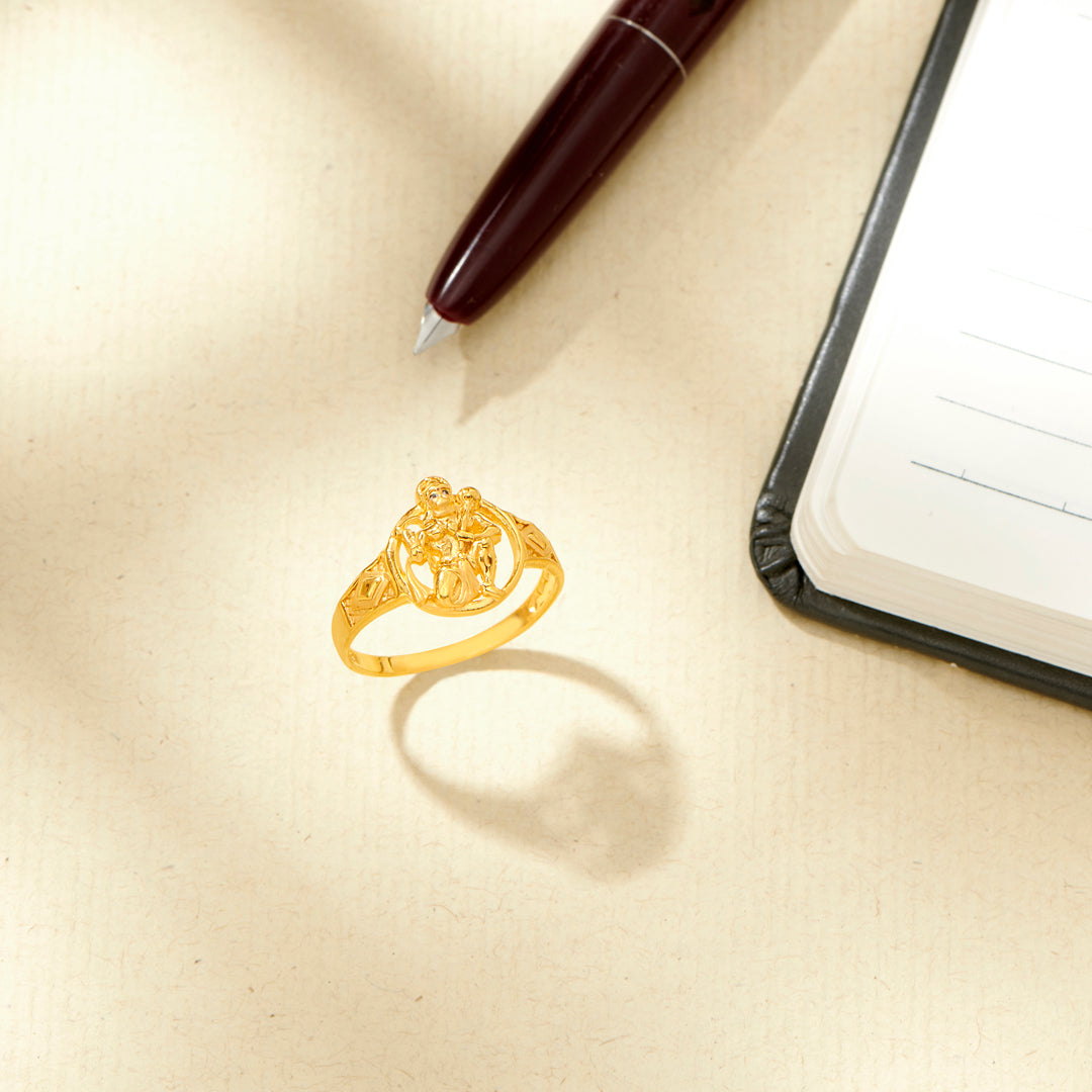 Mahabali Hanuman Yellow Gold Men's Ring