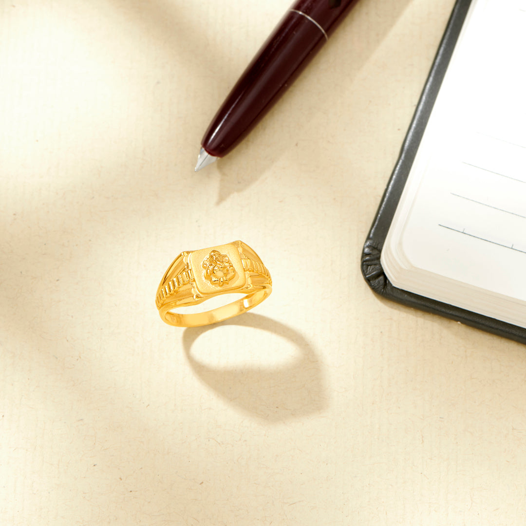 MahaGanapati Yellow Gold Men's Ring