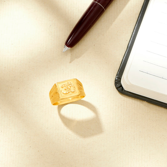 Om Serenity Yellow Gold Men's Ring