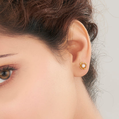 Flora Blossom Gold Stud Earring For Kids