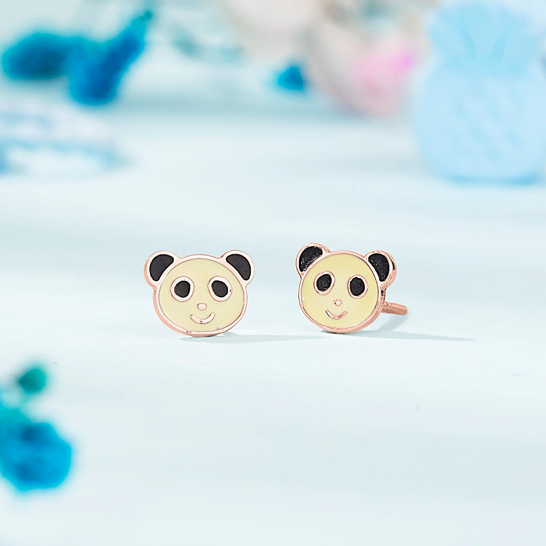 Panda Pop Gold Stud Earring For Kids