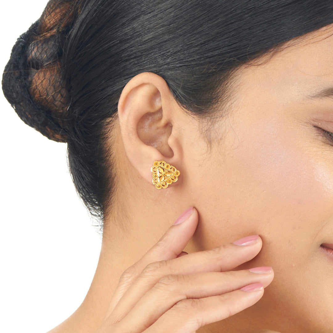 Tradita Charm Studs Gold Earrings for Women