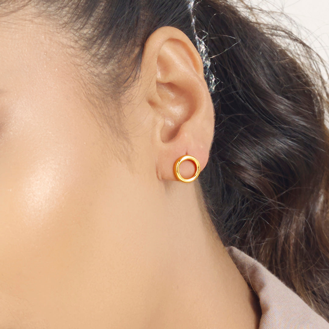 solstice charm stud gold earring