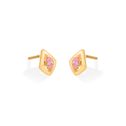 GemCage Stud Gold Earring
